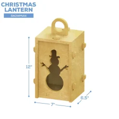 Collapsible Wood Lantern - Snowman