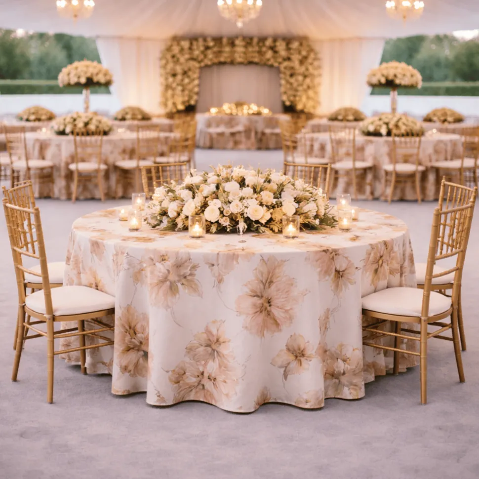 Coral Primavera Jacquard Tablecloth - Multiple Size Options