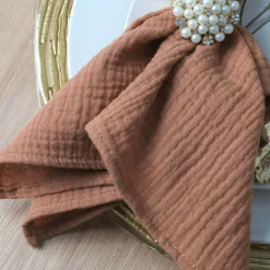 Cotton Gauze Crinkle Napkins 16"x16" (5 pcs/pk) - Terracotta