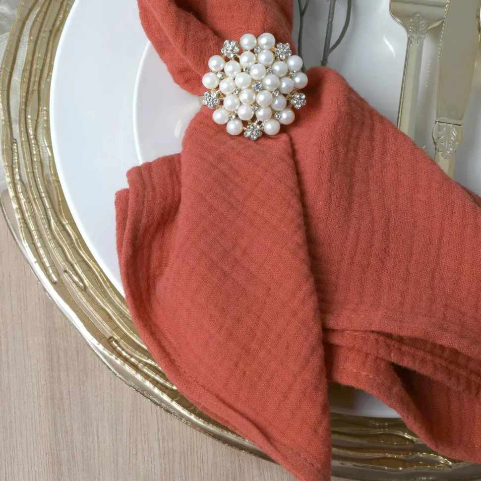 Cotton Gauze Crinkle Napkins 16"x16" (5 pcs/pk) - Rust