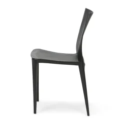 Crescent Resin Stacking Chair - Black