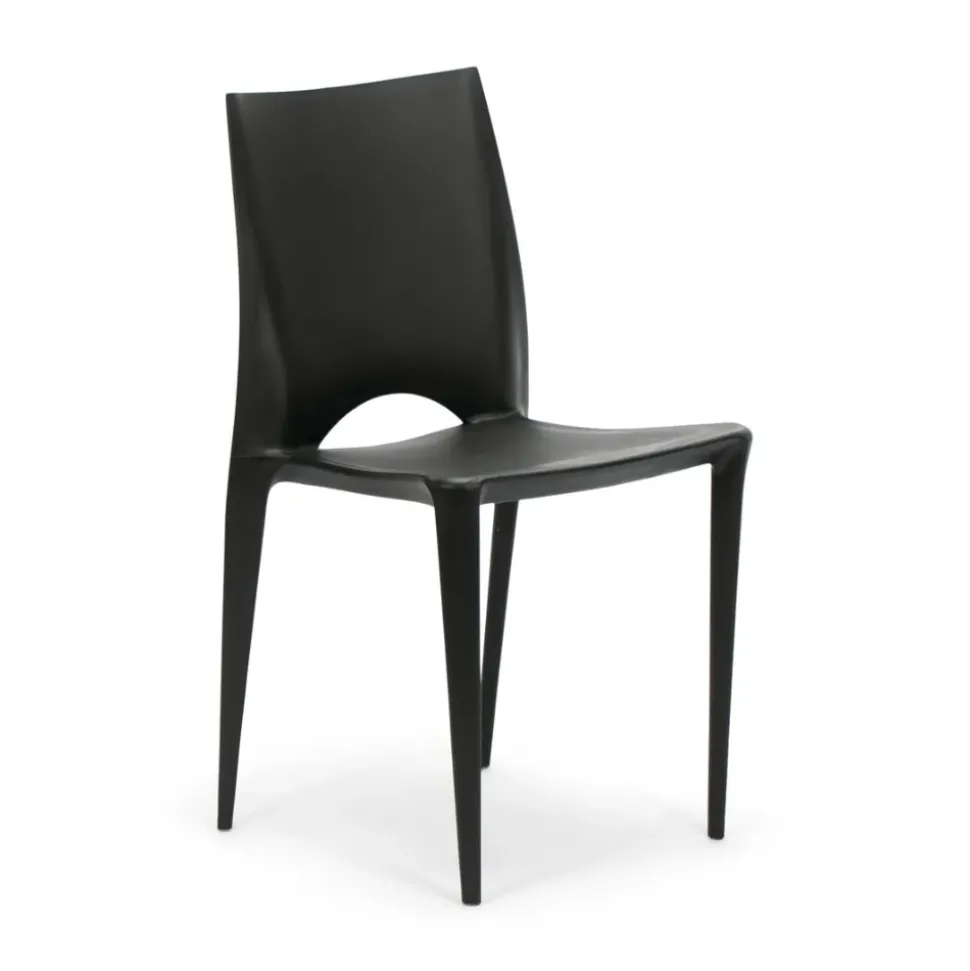 Crescent Resin Stacking Chair - Black