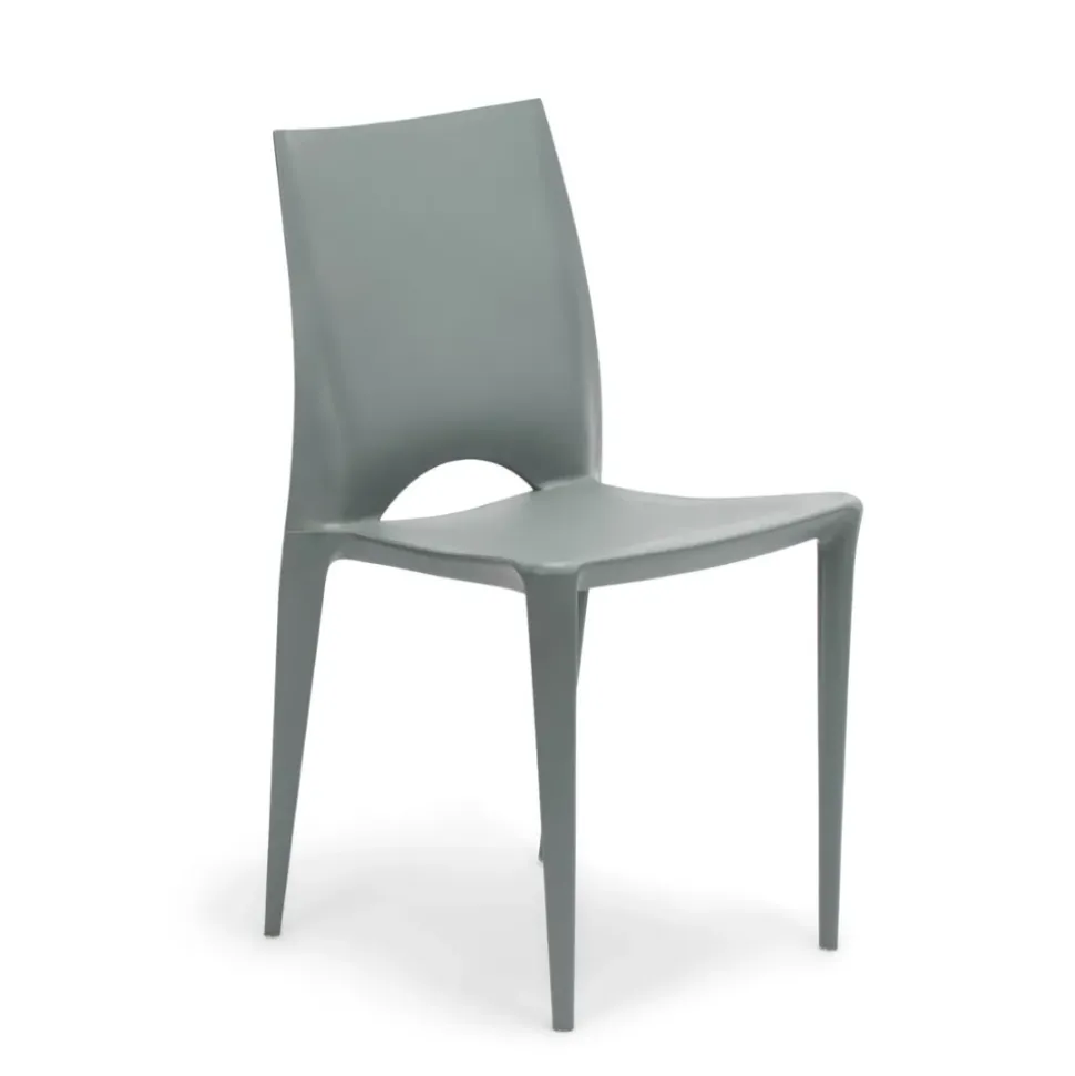 Crescent Resin Stacking Chair - Dark Grey