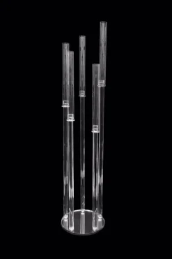 Crystal Cluster Round Glass Candelabra - 5 Pillar - 12" x 52"