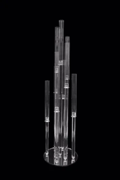 Crystal Cluster Round Glass Candelabra - 9 Pillar - 12" x 52"