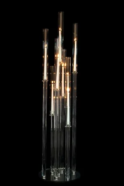 Crystal Cluster Round Glass Candelabra - 9 Pillar - 12" x 52"