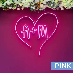 Custom Neon Sign Your Initials in Monogram Heart - Choose your Size and Color!