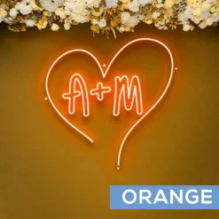 Custom Neon Sign Your Initials in Monogram Heart - Choose your Size and Color!