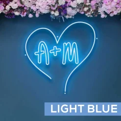Custom Neon Sign Your Initials in Monogram Heart - Choose your Size and Color!