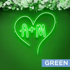 Custom Neon Sign Your Initials in Monogram Heart - Choose your Size and Color!