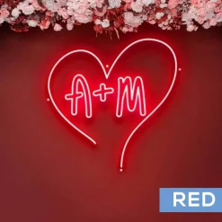 Custom Neon Sign Your Initials in Monogram Heart - Choose your Size and Color!