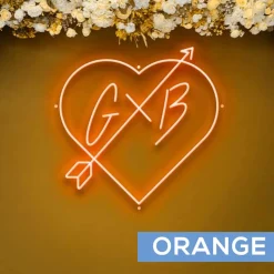Custom Neon Sign Your Initials in Monogram Heart w/ Arrow - Choose your Size and Color!