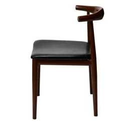Dark Walnut Cow Metal Mid-Century Chair Non-Stacking