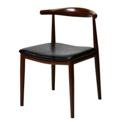 Dark Walnut Cow Metal Mid-Century Chair Non-Stacking