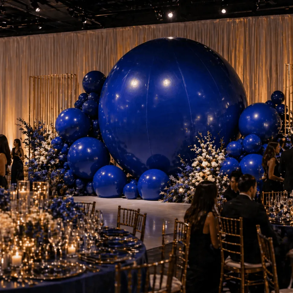 Dark Blue Giant Inflatable Modern Ball Sphere – Maxorb™ Event Decor – Commercial Installation Sizes