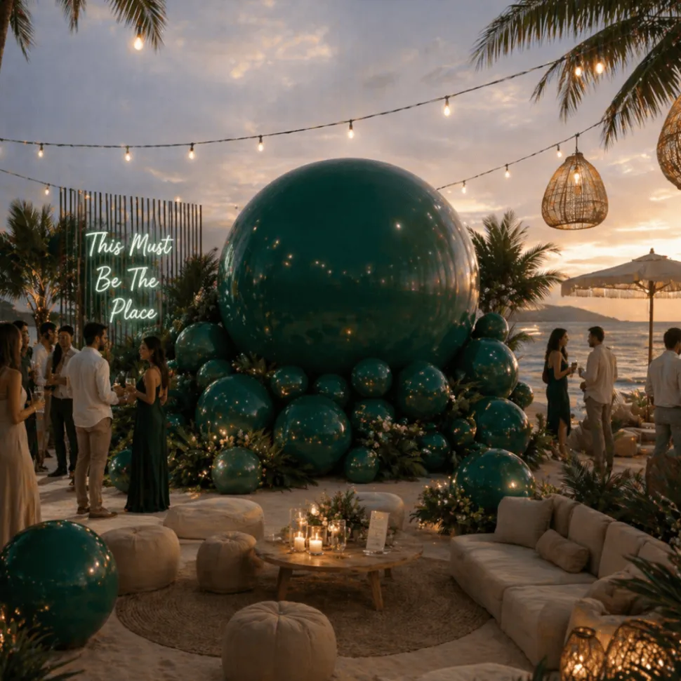 Dark Green Giant Inflatable Modern Ball Sphere – Maxorb™ Event Decor – Commercial Installation Sizes