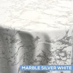 Dazzle Tablecloth by Eastern Mills - Marble Silver White - Many Size Options
