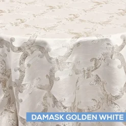 Dazzle Tablecloth by Eastern Mills - Damask Golden White - Many Size Options
