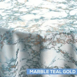 Dazzle Tablecloth by Eastern Mills - Marble Teal Gold - Many Size Options