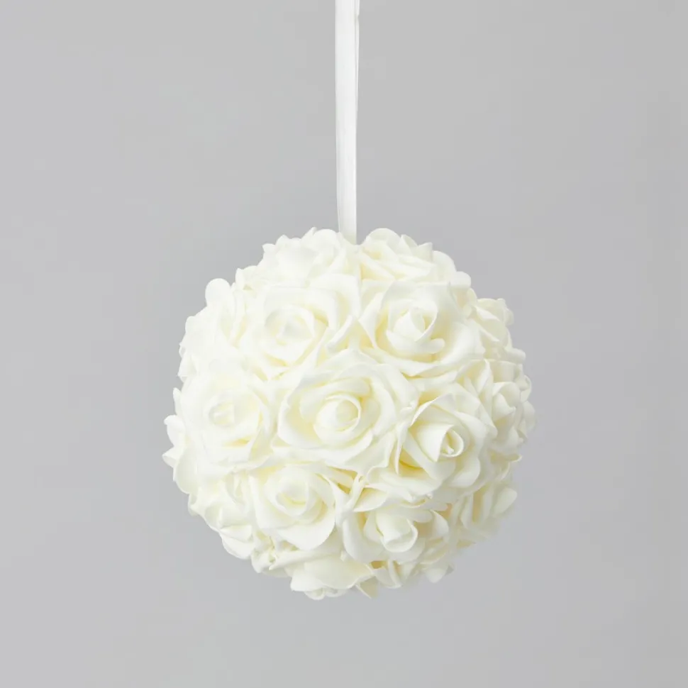 Decostar™ Foam Rose Ball 8" - 12 Pieces - Ivory