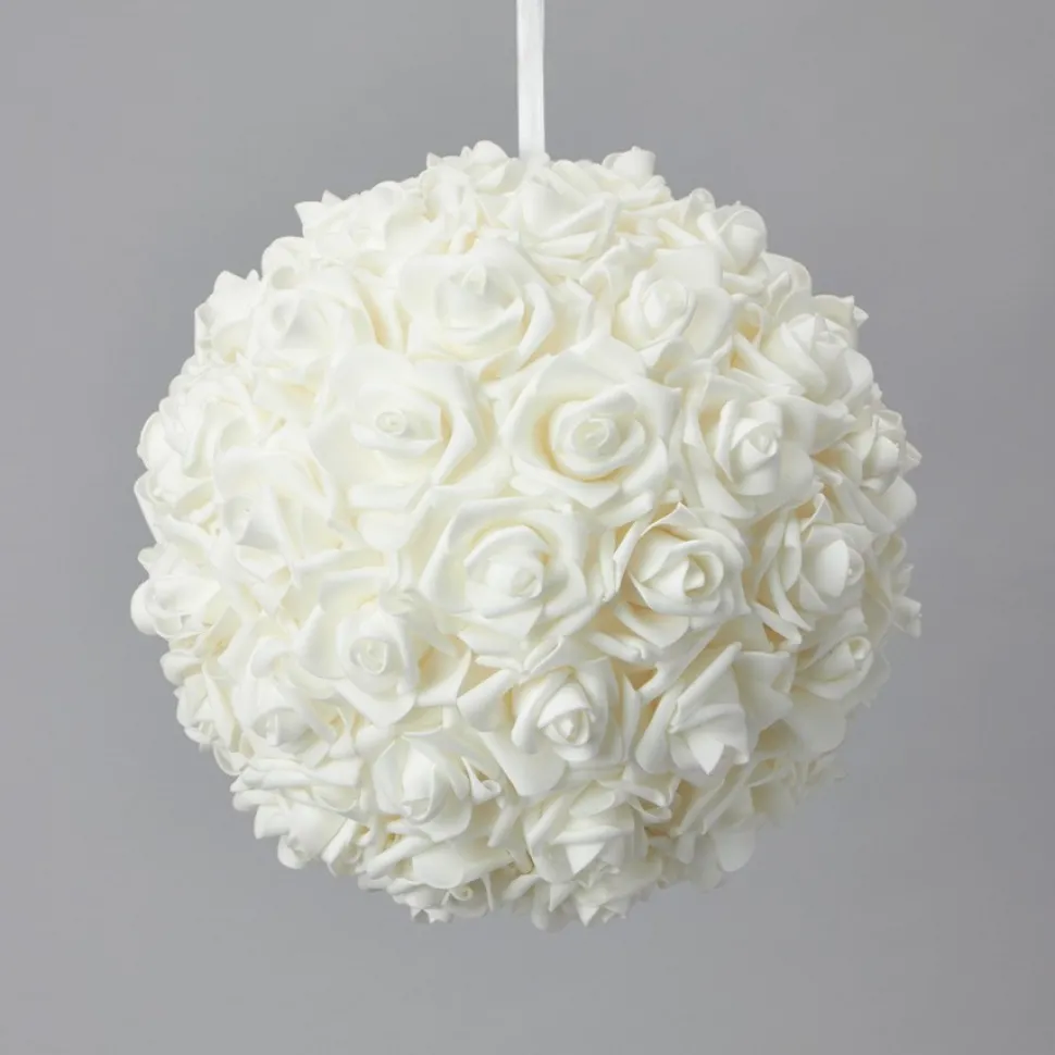 Decostar™ Foam Rose Ball 12" - 6 Pieces - White