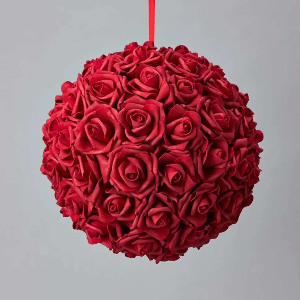 Decostar™ Foam Rose Ball 12" - 6 Pieces - Red