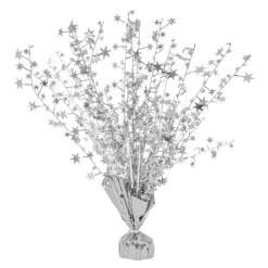 Decostar™ Foil Balloon Weight Centerpiece With Stickers 6oz 12" - Silver