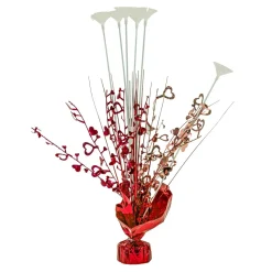 Decostar™ Foil Heart Balloon Weight Centerpiece with Stand 6oz 12" - Red