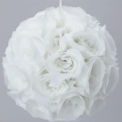 Decostar™ Rose Silk Flower Pomander Kissing Ball 12" - White