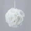 Decostar™ Rose Silk Flower Pomander Kissing Ball 6" - 12 Pieces - White