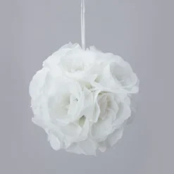 Decostar™ Rose Silk Flower Pomander Kissing Ball 6" - 12 Pieces - White