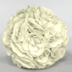 Decostar™ Rose Silk Flower Pomander Kissing Ball 10" - Ivory