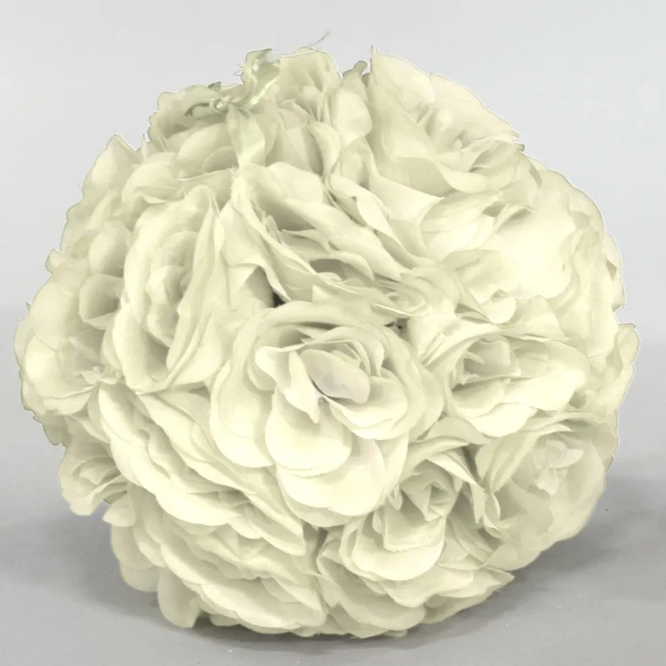 Decostar™ Rose Silk Flower Pomander Kissing Ball 10" - Ivory
