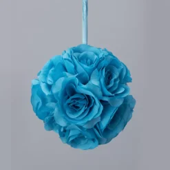 Decostar™ Rose Silk Flower Pomander Kissing Ball 6" - 12 Pieces - Turquoise