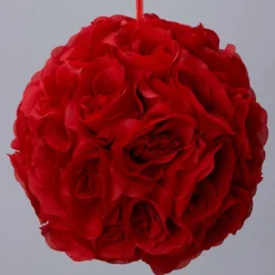 Decostar™ Rose Silk Flower Pomander Kissing Ball 12" - Red