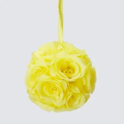 Decostar™ Rose Silk Flower Pomander Kissing Ball 6" - 12 Pieces - Yellow