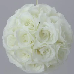 Decostar™ Rose Silk Flower Pomander Kissing Ball 12" - Ivory
