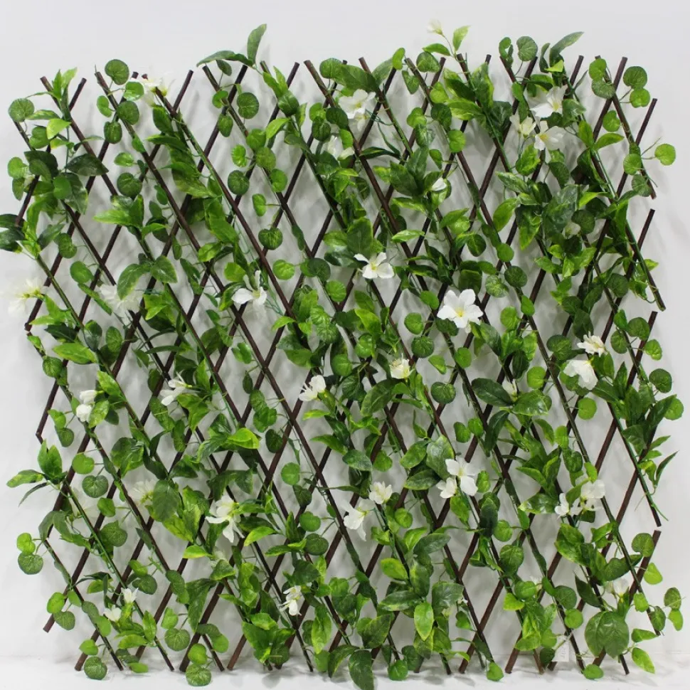 Decostar™ Accordion Ivy Lattice Fence with Flowers 8'
