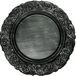Decostar™ Antique Look Plastic Charger Plate 13" - 24 Pieces - Black