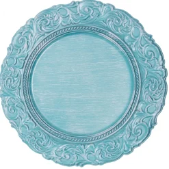 Decostar™ Antique Look Plastic Charger Plate 13" - 24 Pieces - Blue