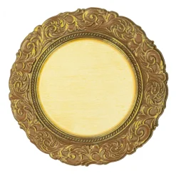 Decostar™ Antique Look Plastic Charger Plate 13" - 24 Pieces - Gold