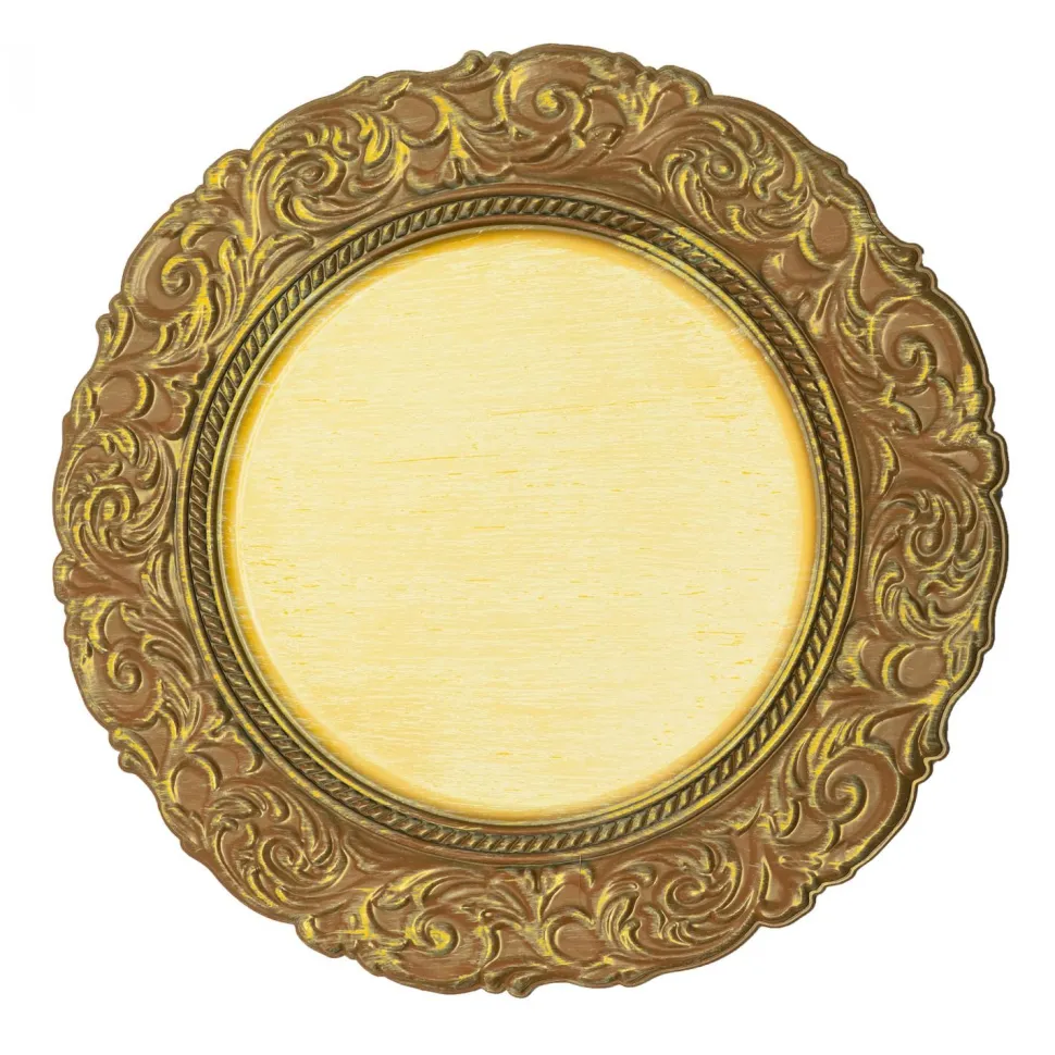 Decostar™ Antique Look Plastic Charger Plate 13" - 24 Pieces - Gold