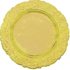 Decostar™ Antique Look Plastic Charger Plate 13" - 24 Pieces - Mustard