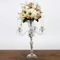 Decostar™ 5 Arm Crystal Candelabra 37" W/ Clear Glass Votive Holders
