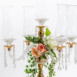 Decostar™ 5 Arm Crystal Candelabra 39" in Gold