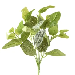 Decostar™ Artificial Fittonia Leaf Bunch - Green/White - 13"