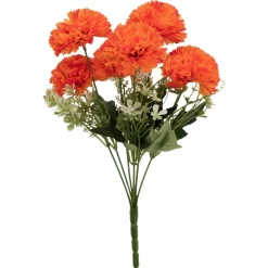 Decostar™ Artificial 6 Head Carnation Bush 12" - Orange