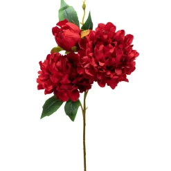 Decostar™ Artificial 3 Head Peony Stem 24" - Red