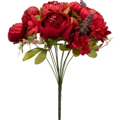 Decostar™ Artificial 13 Head Peony Bush 25" - Red