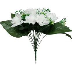 Decostar™ Artificial 13 Head Rose Bush 15" - White
